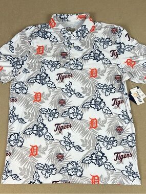 Reyn Spooner MLB Detroit Tigers Polo Shirt Floral Hawaiian, UPF 30+. Men's Sz M